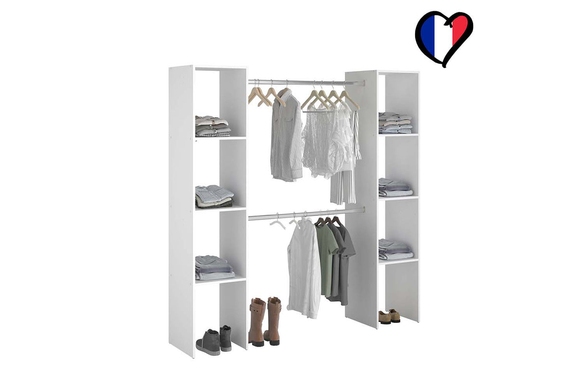 dressing Blanc 6 étagères + 2 placards fonctionnels Elysée