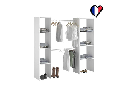 dressing 6 étagères + 2 placards fonctionnels et design Elysée blanc