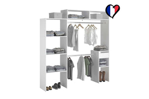 dressing blanc extensible avec 2 placards + 4 étagères + 1 tiroir Elysée