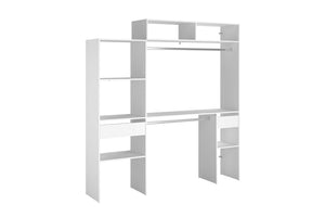 dressing extensible blanc Elysée 2 placards + 4 étagères + 1 tiroir 