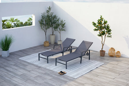 2 transats Gris foncé bari