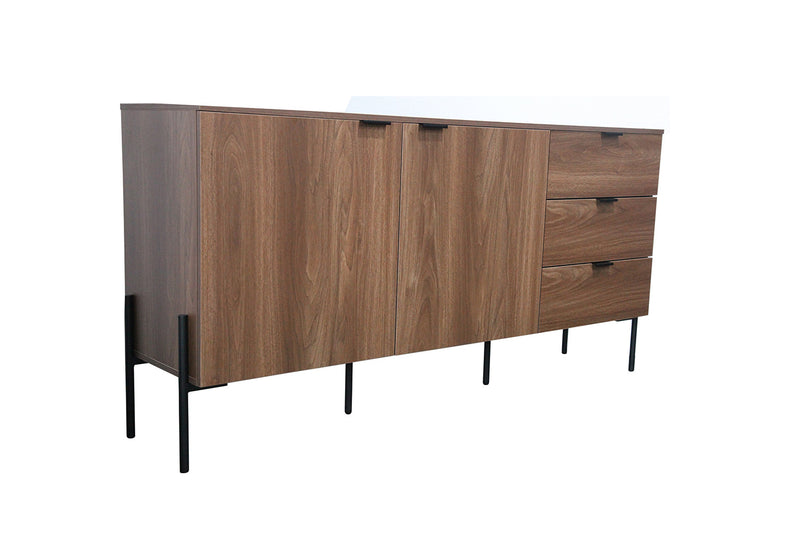 Buffet en bois vintage 2 placards et 3 tiroirs