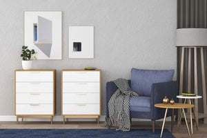 Buffet scandinave blanc et bois naturel FYN concept usine