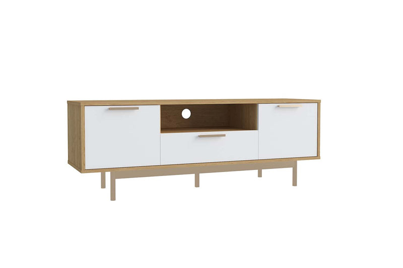 Buffet style scandinave coloris blanc et bois naturel FYN photo sur fond blanc