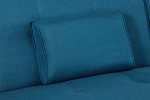 Canapé d''angle réversible et convertible bleu canard zoom 2 coussins