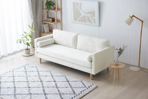 Canapé 3 places design en velours beige scandinave
