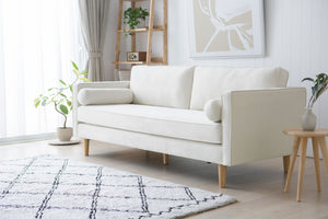 Canapé 3 places design en velours beige zoom