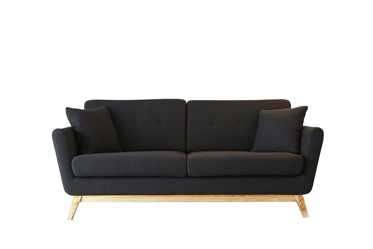 Canapé de style nordique et chic Hoga Gris anthracite sur fond Blanc