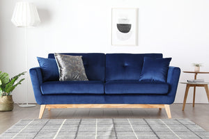 Canapé de style scandinave velours Hoga Bleu 