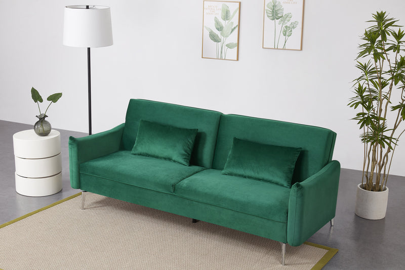 Canapé design convertible 3 places en velours vert Betty