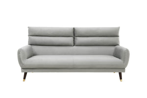 Canapé en velours de 3 places Hudson gris fond blanc