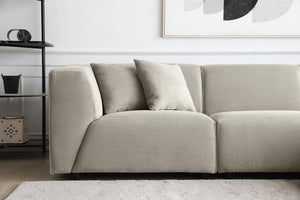 Canapé modulable 3 places + 1 pouf en velours côtelé gris clair zoom 1