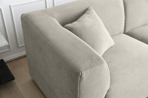 Canapé modulable 3 places + 1 pouf gris clair en velours côtelé  zoom 2