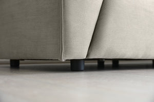 Canapé modulable 3 places + 1 pouf en velours côtelé gris clair zoom 3