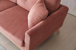 Canapé scandinave 3 places + 2 coussins velours côtelé écureuil zoom 2