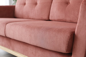 Canapé scandinave 3 places + 2 coussins velours côtelé écureuil zoom 3
