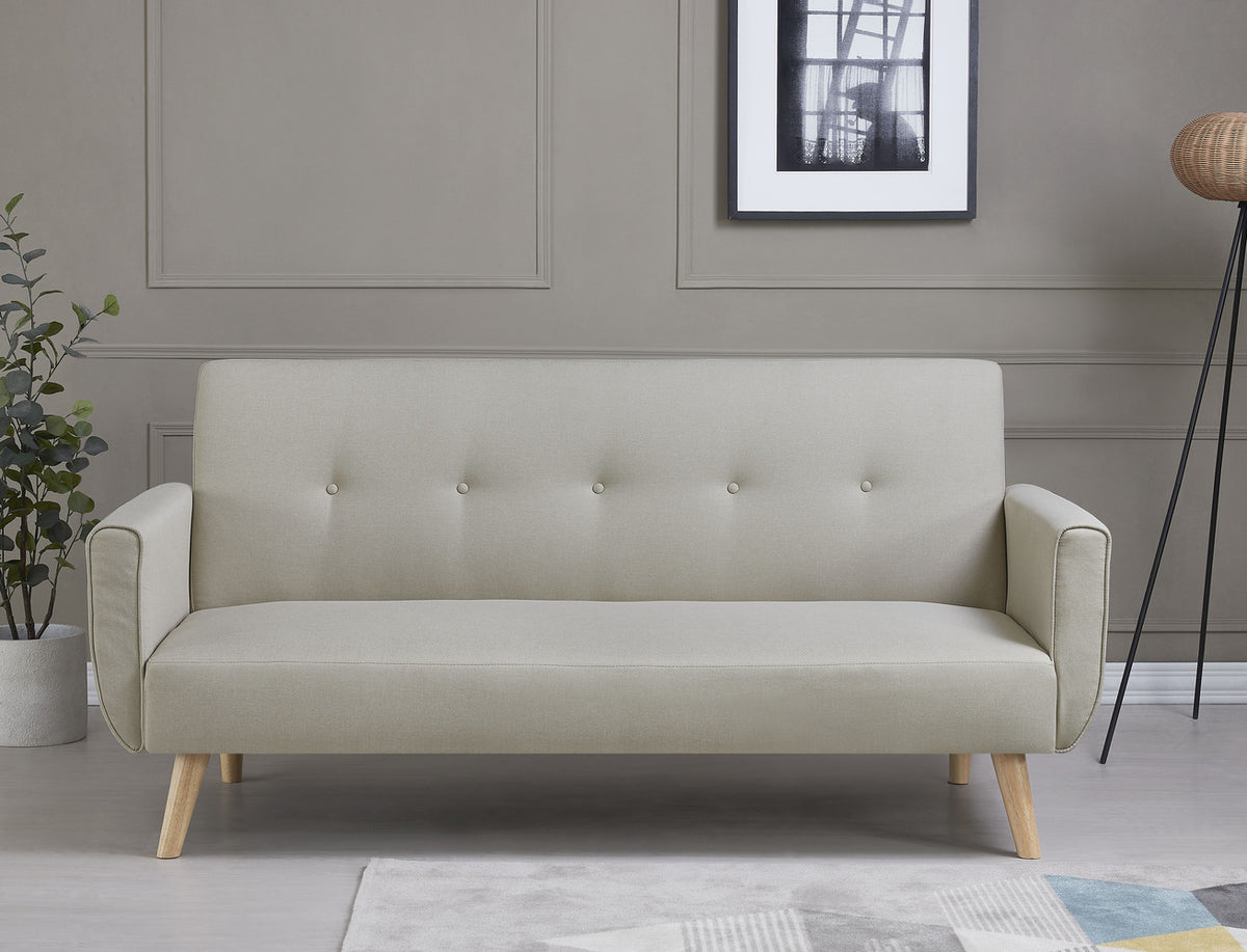 Canapé scandinave beige convertible de 3 places