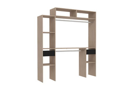 dressing extensible bois 2 placards + 4 étagères + 2 tiroirs Elysée