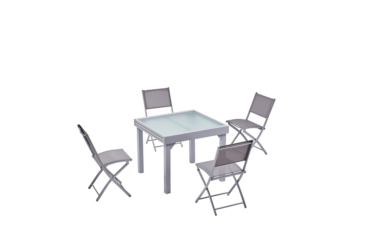 Ensemble Table De Jardin Extensible En Aluminium Et 8 Chaises Imitation Rotin Et Gris Anthracite Louki 238198
