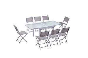 Ensemble table de jardin extensible + chaises aluminium Molvina 8