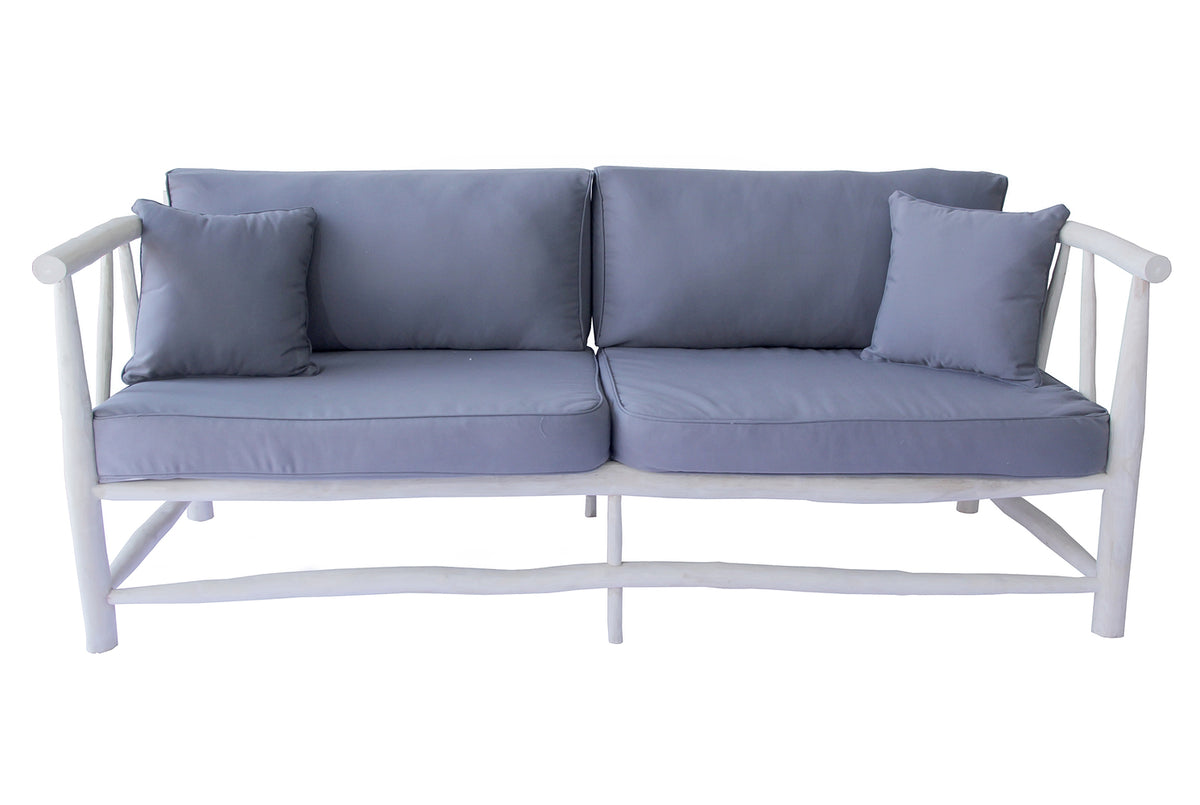 Fauteuil 3 personnes en teck naturel avec coussin TIKA