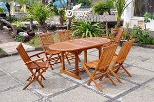 salon de jardin en teck huilé 4 chaises et 2 fauteuils