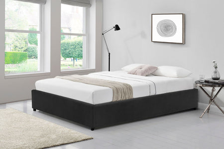 Lit coffre Kennington en velours noir 160 x 200 cm