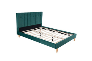 Lit scandinave en velours vert 140x190 Hanko structure