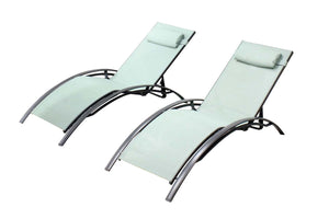 Lot de 2 transats en aluminium Bahia vert pastel