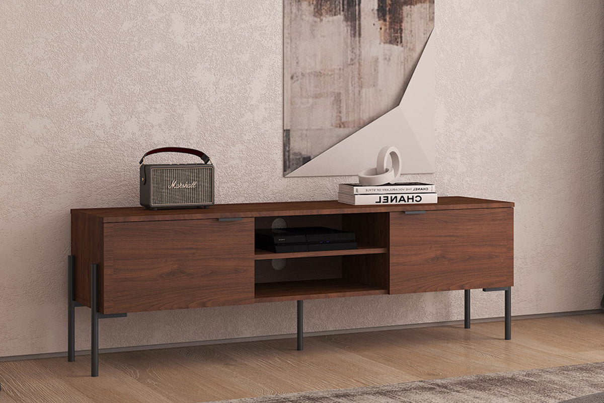 Meuble TV bois vintage avec 2 portes