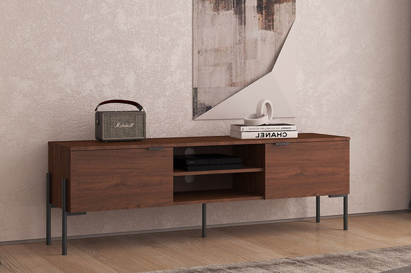 Meuble TV bois vintage avec 2 portes