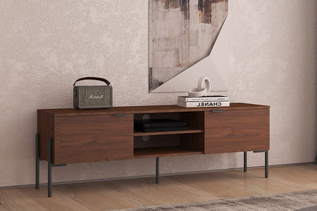 Meuble TV bois vintage avec 2 portes