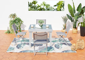 lot de table de jardin en aluminium extensible avec 4 chaises en acier Molvina