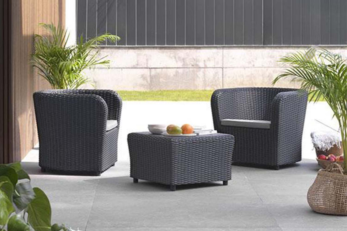 Salon de jardin de 2 places plastique recyclé gris anthracite Nova