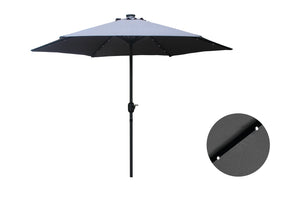 Parasol droit led 2,66x2,66 m gris