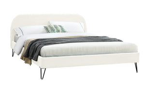 cadre de lit en velours beige de 140 cm