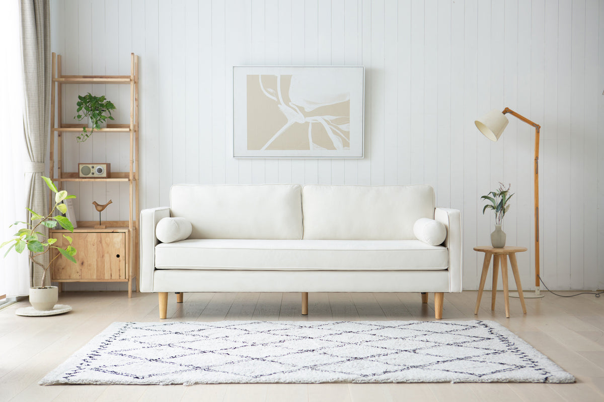 Canapé 3 places design en velours beige stan