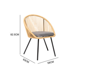 Salon de balcon beige 2 fauteuils et 1 table dimensions fauteuils
