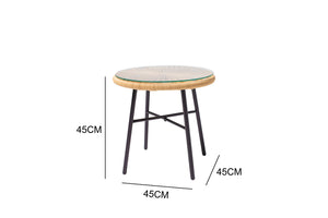 Salon de balcon beige 2 fauteuils et 1 table dimensions table
