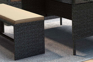 Salon de jardin d'angle de 8 places en Gris foncé et Ecru