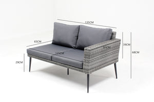 Salon de jardin d'angle 5 places style scandinave Varadero dimensions côté