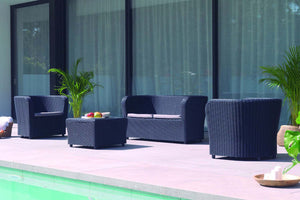 Salon de jardin de 4 places plastique recyclé gris anthracite Nova 