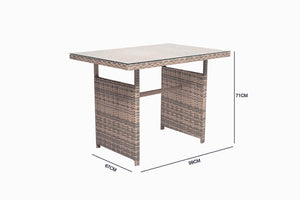 Salon de jardin en résine tressée gris 5 places dimensions table