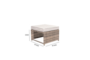 Salon de jardin en résine tressée gris 5 places dimensions pouf