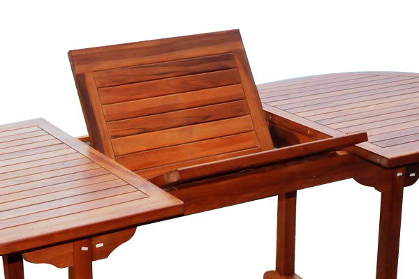 Salon de jardin repas en teck huilé ovale 8 chaises table avec rallonge
