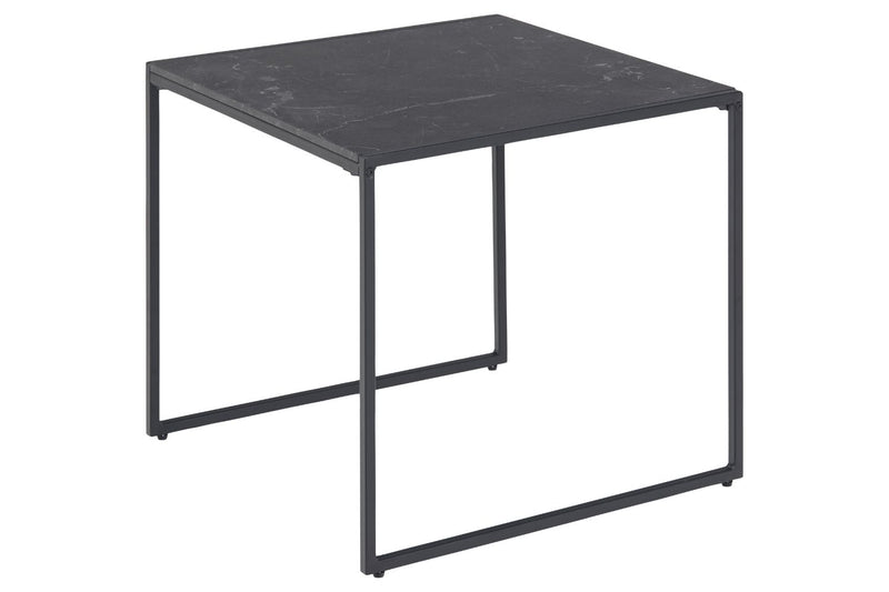 Table basse carre grise industrielle pluton fond blanc