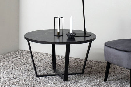 Table basse ronde noire effet marbre harlem