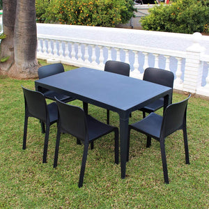 Table Master 6 places gris anthracite et 6 chaises Grana