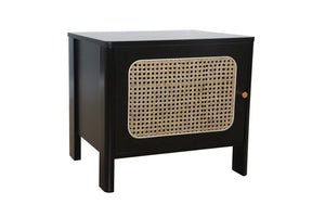 Table de chevet cannage bois noir