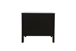 Table de chevet cannage et bois noir dos